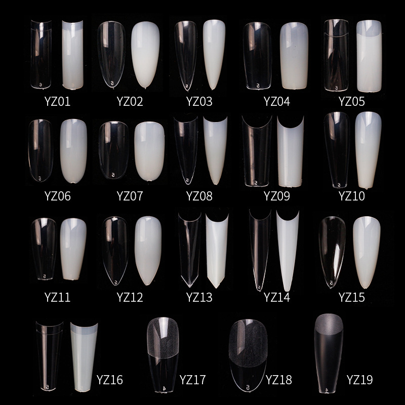 Transfronterizo exclusivo para parche de uñas completo de pasta semi-transparente natural coreana 500 piezas de bolsa de esmalte de uñas sin talla pieza color carne