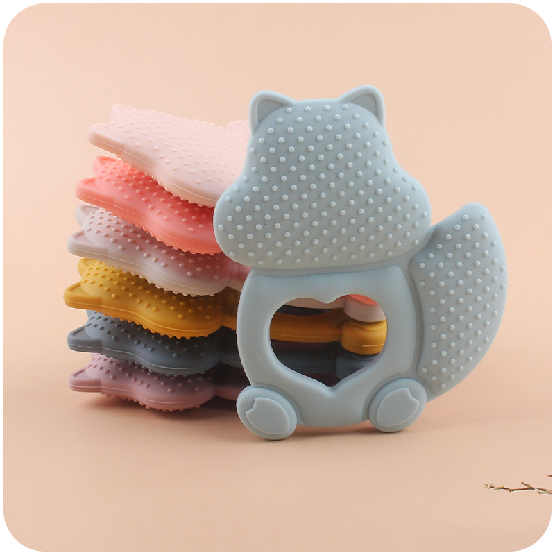 Nuevo bebé suministros mordedor juguete de dibujos animados animal ardilla mordedor creativo bebé mordedura pegamento molar juguete