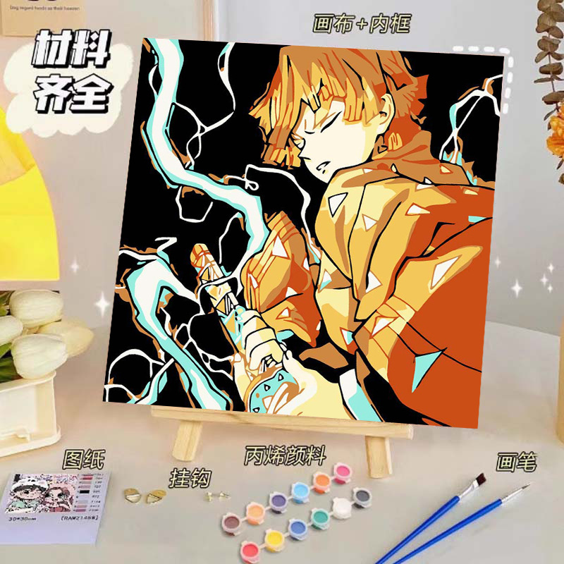 Pintura al óleo digital de bricolaje, dibujos animados para niños, pinturas para colorear hechas a mano, lindos puestos de animación curativos, comercio exterior transfronterizo