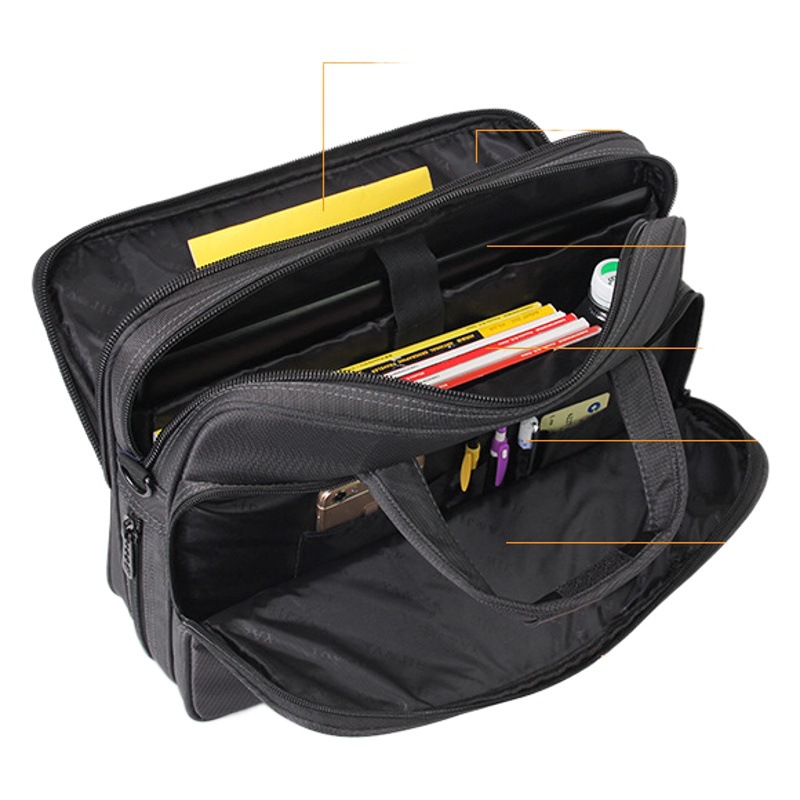Men's Waterproof Oxford Cloth Computer Bag Business Briefcase Shoulder Large Capacity Handbag Business Printing Conference Bag