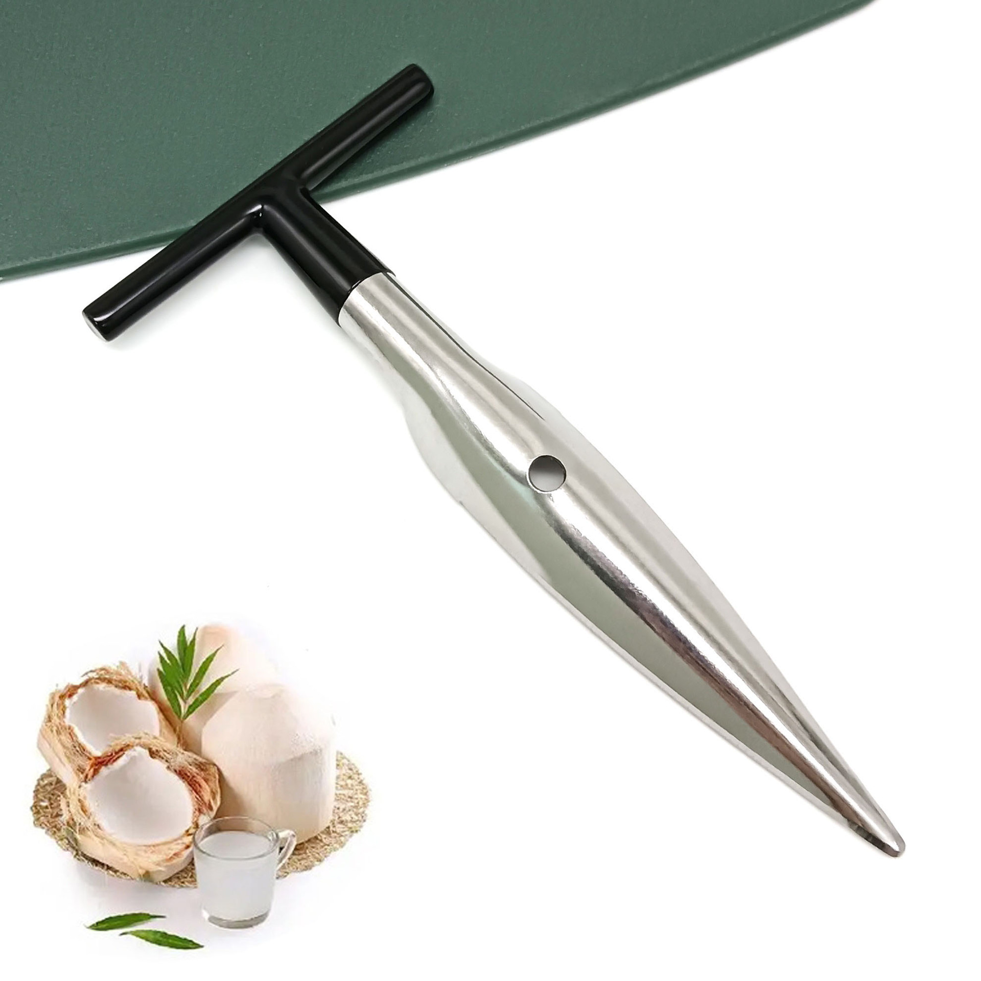 Manufacturer wholesale stainless steel coconut opener, outdoor camping coconut meat extractor, coconut shell hole opener, small coconut opening tool