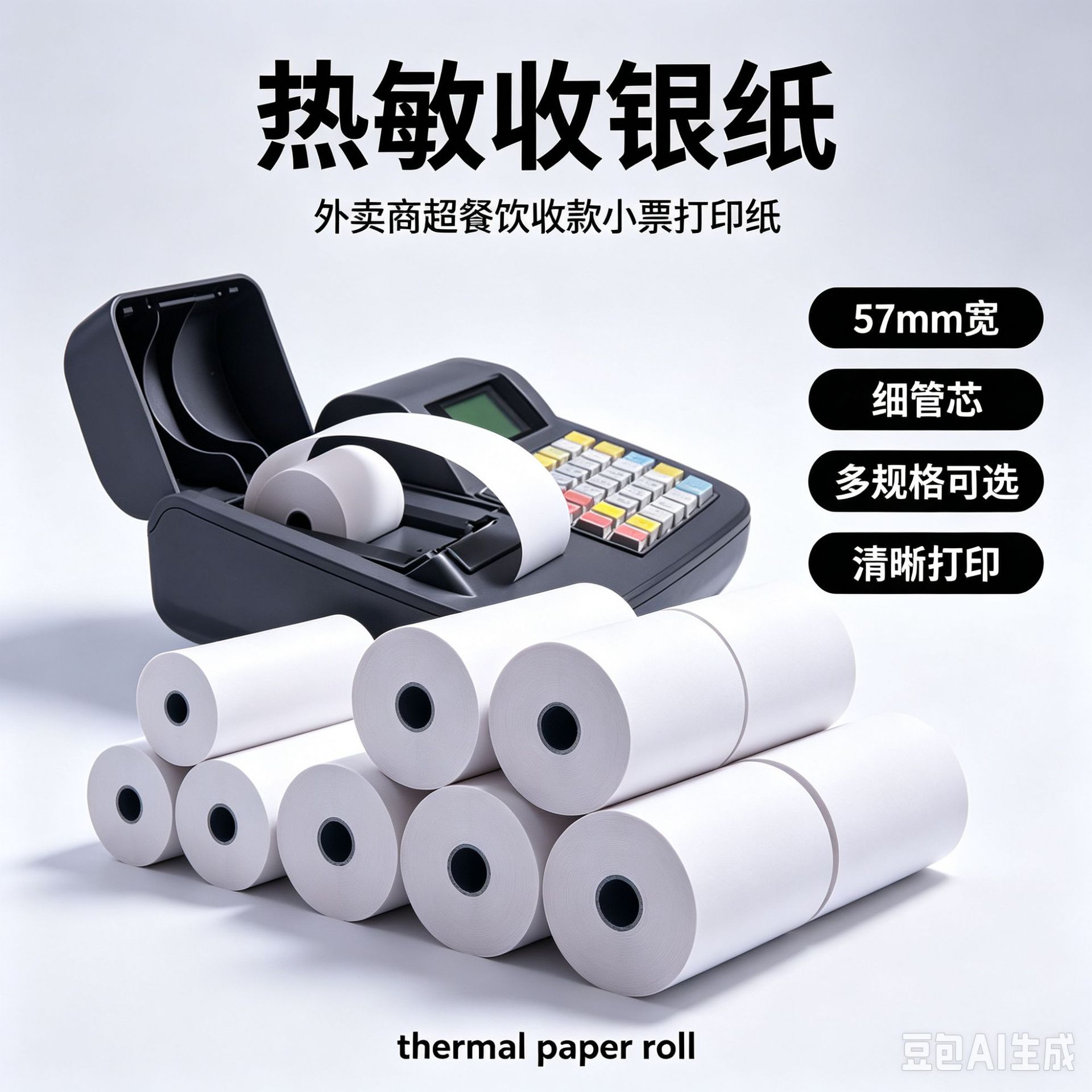 热敏收银纸外卖超市餐饮医院热敏纸小票打印纸小管芯57*50/30