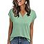 2026 Women Summer Casual V Neck Cap Sleeve Basic Tops_ecoleips.com