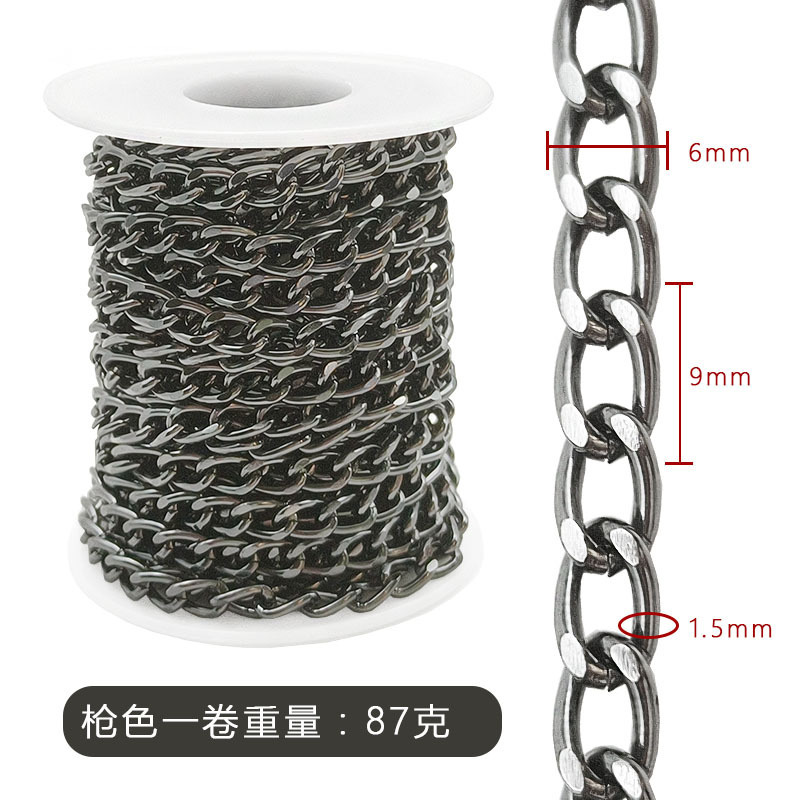Collar artesanal transfronterizo cadena de aluminio semiacabada de 5 metros con accesorios de joyería de bricolaje en rollo Cadena metálica decorativa de equipaje