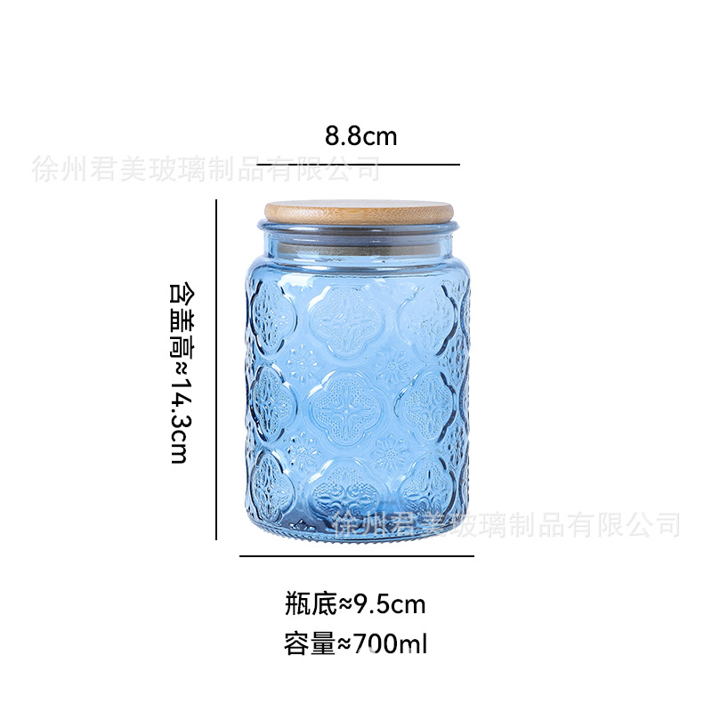 700ml tanque de almacenamiento de vidrio colorido begonia cocina casera granos de café té granos de granos latas de sellado al por mayor