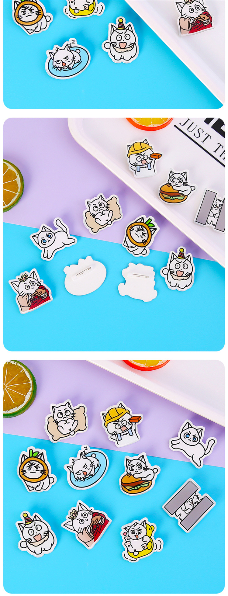 Ins Style Cute Cartoon Acrylic Kitten Brooch Badge Wholesale Clothes And Bags Pendant Patch Jewelry Pin display picture 1