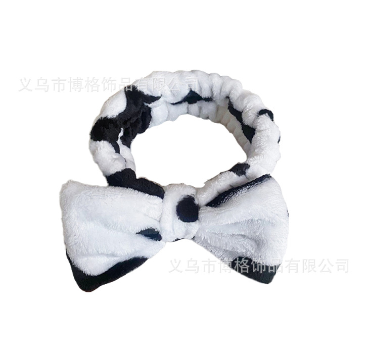 Diadema con lazo de lunares con estampado de leopardo europeo y americano, pañuelo facial SPA, diadema elástica transfronteriza, diadema de borde ancho a rayas