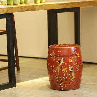Ceramic Drum Stool Yellow Home Living Room Decoration Shoe Changing Stool Ancient Chair Light