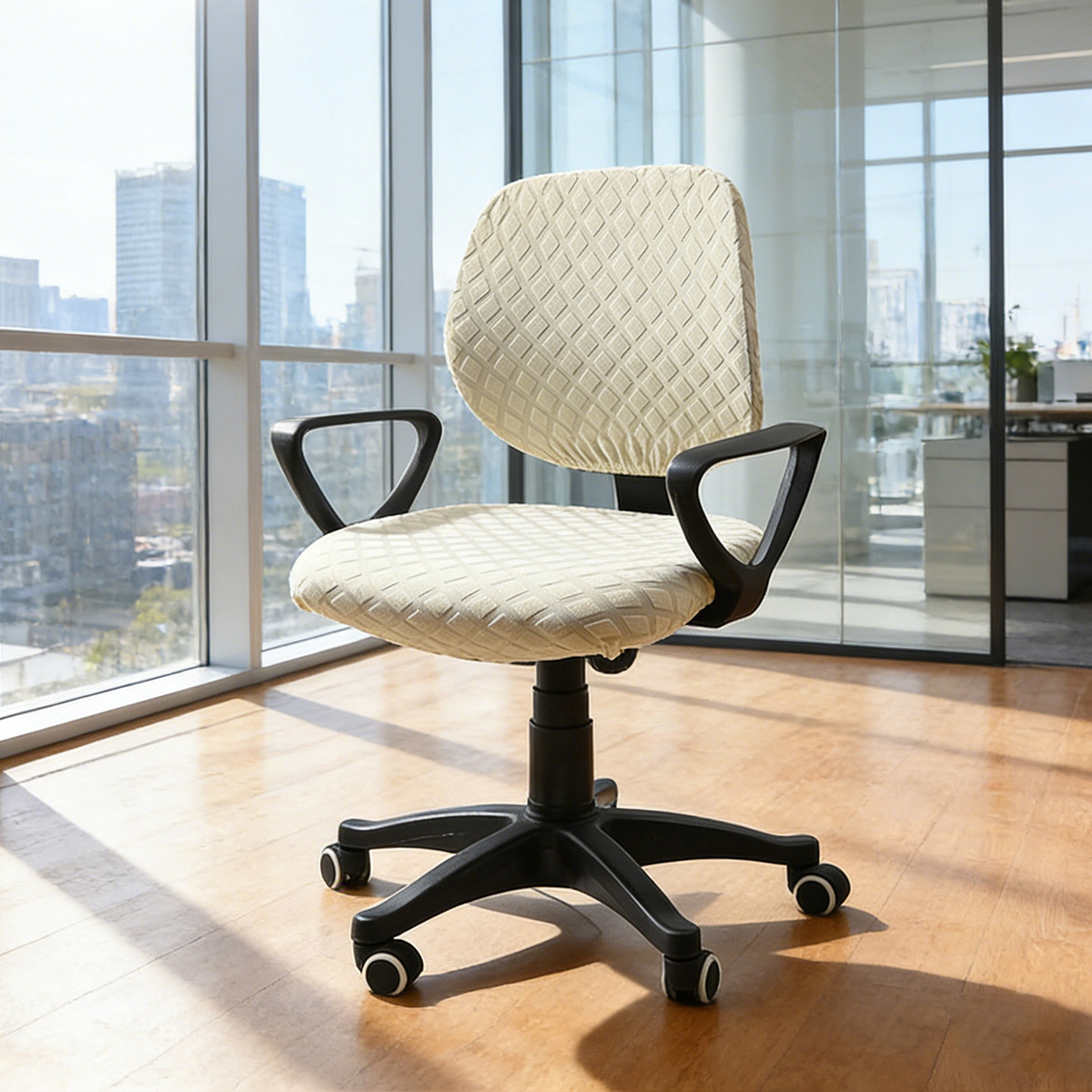 Funda para silla de oficina dividida con diamantes de jacquard elástico transfronterizo Funda para silla giratoria para ordenador de oficina en casa de color sólido europeo y americano de Amazon