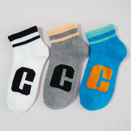 Socks men's socks summer thin solid color versatile striped letter socks women's non-falling autumn and winter ins trend