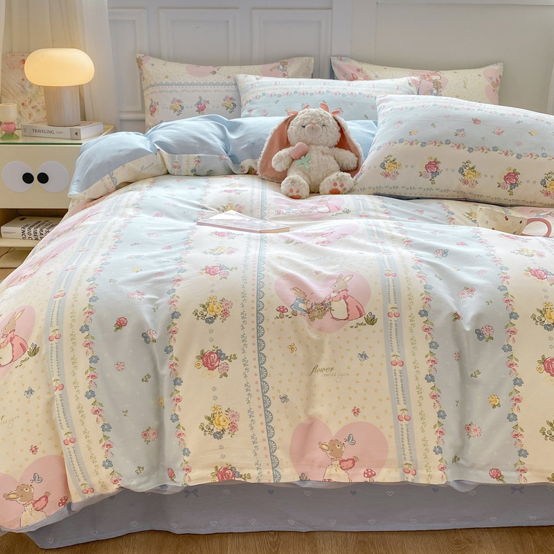 Cuatro piezas de algodón puro fresco de clase madre y niño grado ab cubierta de edredón 40 impresión doméstica de cuatro estaciones