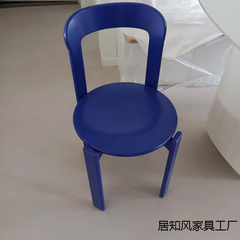 北欧简约实木中古餐椅家用咖啡客厅靠背彩色rey餐椅奶茶店椅子|undefined