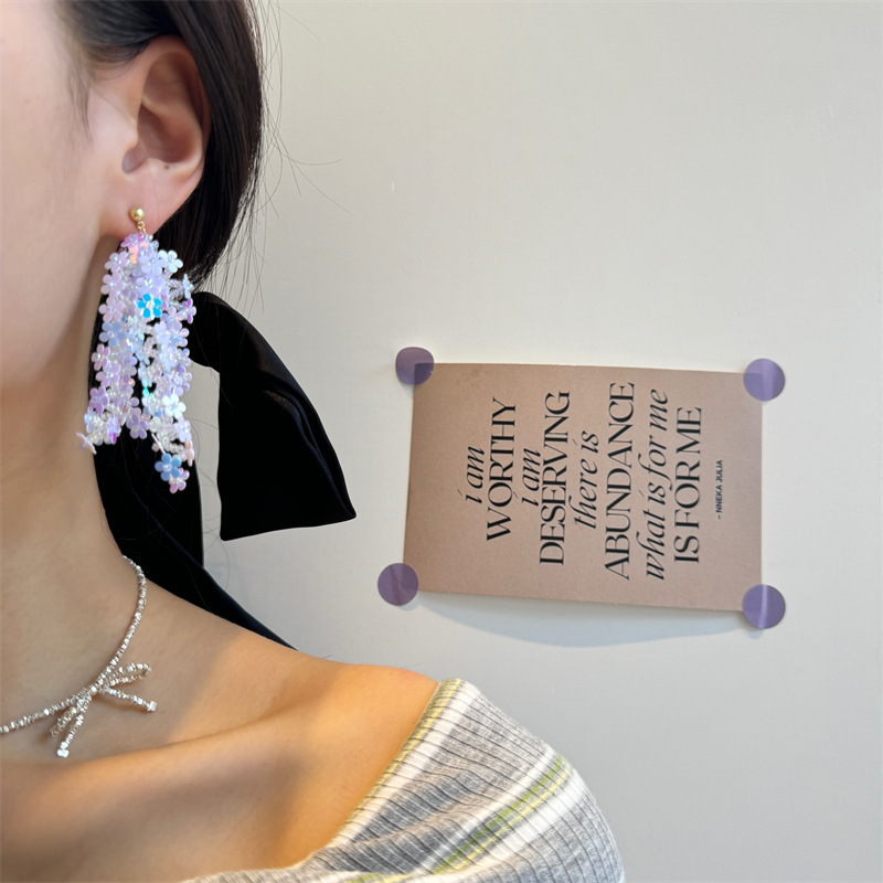 25g Weight Silver Ear Needle Material Drop Earrings Classification 1 Pair Quantity Holiday, Daily Occasion PVC Material Colorful Pattern All Seasons Season Women's Gender Sequins Design Elegant, Ethnic Style Style 1 Pair Elegant Ethnic Style Colorful Sequins PVC Drop Earrings 9