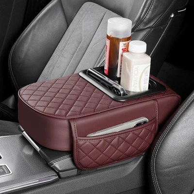 Armrest box pad – Material - double-side-pocket-armrests-red