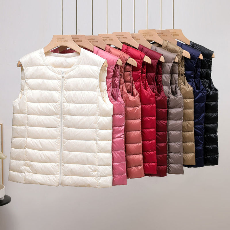 Plus-Size 100kg Extra-Large Lightweight down Jacket Collarless down Vest Women's Outerwear Extra Large