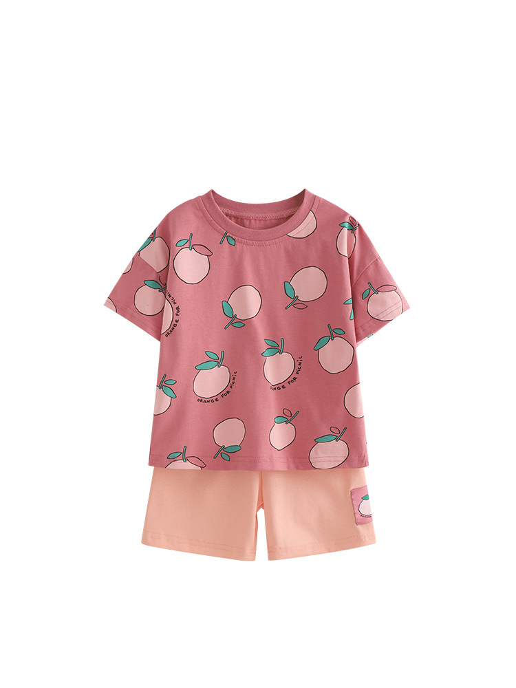 Malwee transfronterizo ropa de niñas verano nuevo estilo europeo y americano de niños de cuello redondo camiseta linda niña de verano dos piezas conjunto