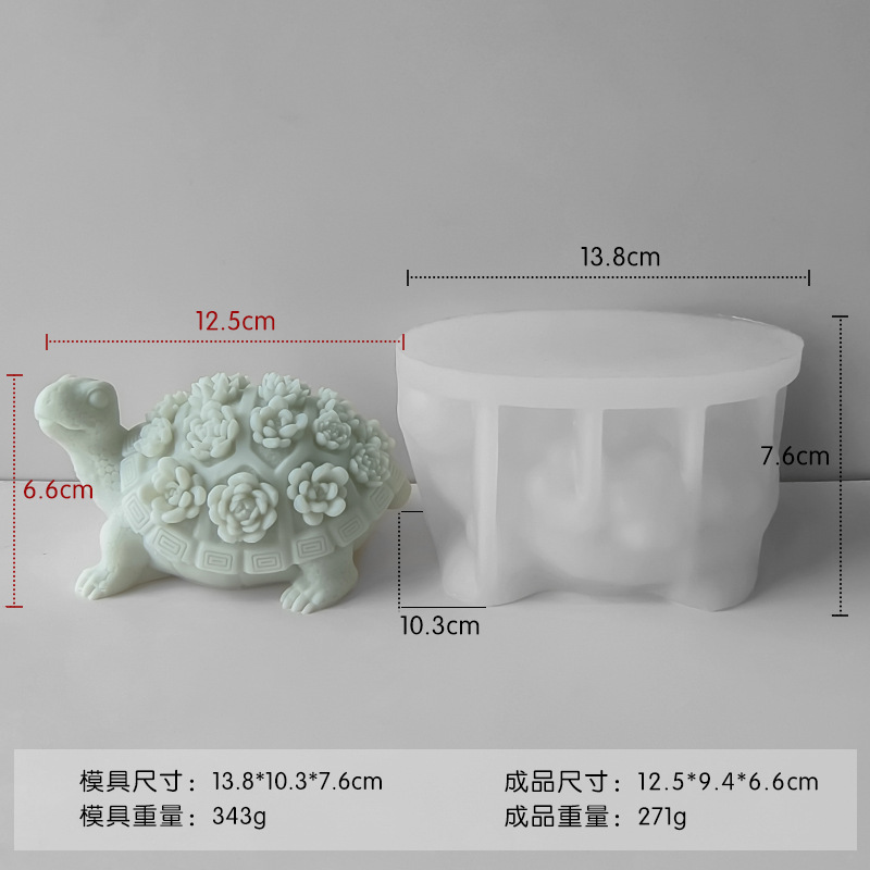 Transfronterizo tridimensional tortuga resina gota pegamento adornos molde carne tortuga yeso gota pegamento ornamento molde de silicona