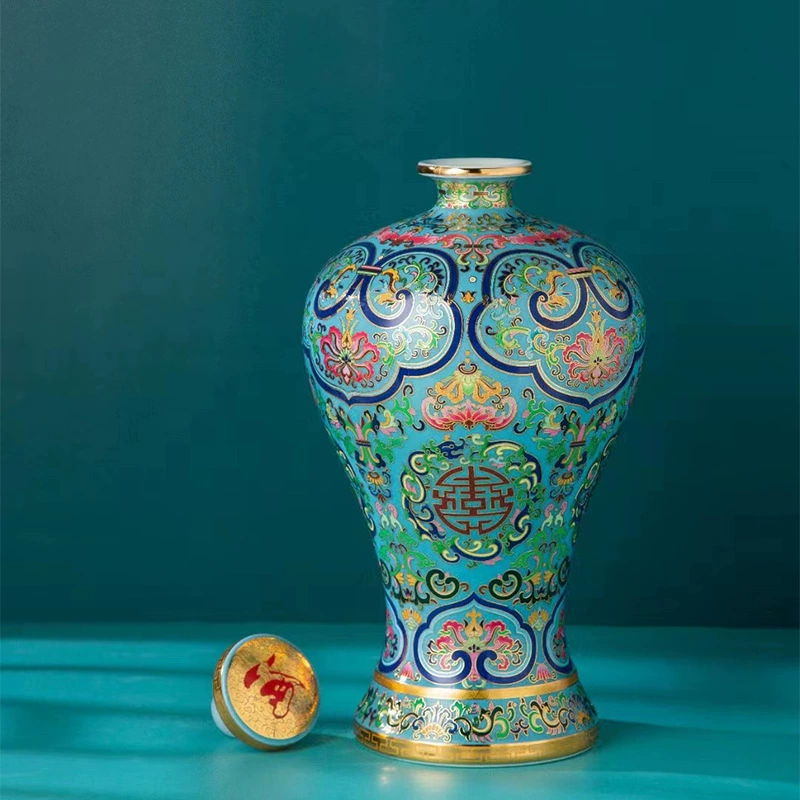 Керамическая пустая винная бутылка в Цзиндэчжэне 1 кг винный алтарь 5 кг эмалированная бутылка сливы