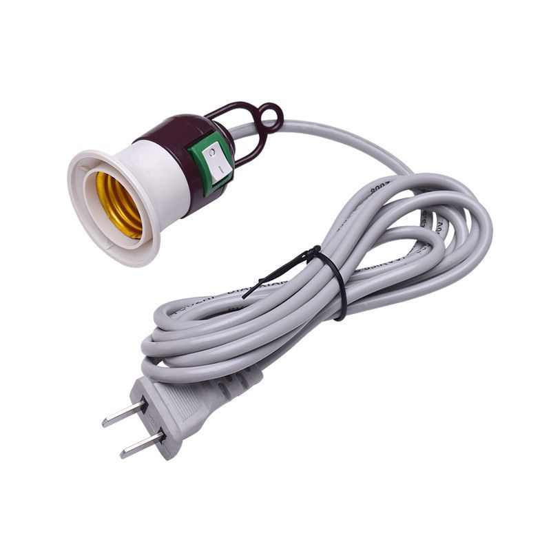 hogar E27 conector de cable de cabeza de lámpara LED de ahorro de energía colgante de lámpara eléctrica con cable de enchufe de interruptor