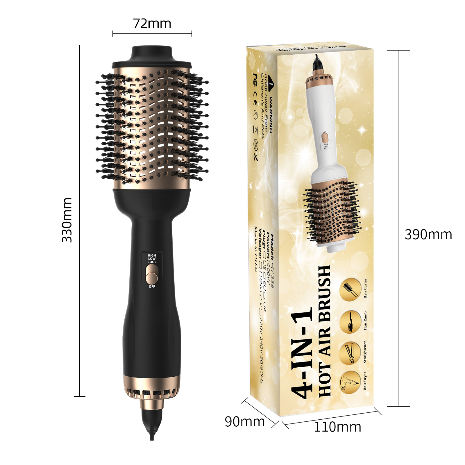 Peine para Cabello Lacio y Voluminoso de Estilo Medio Oriente, Venta Caliente Transfronteriza, Iones Negativos, Venta al por Mayor de Fábrica, Peine de Aire Caliente Multifuncional para Uso Doméstico, Riza y Alisa