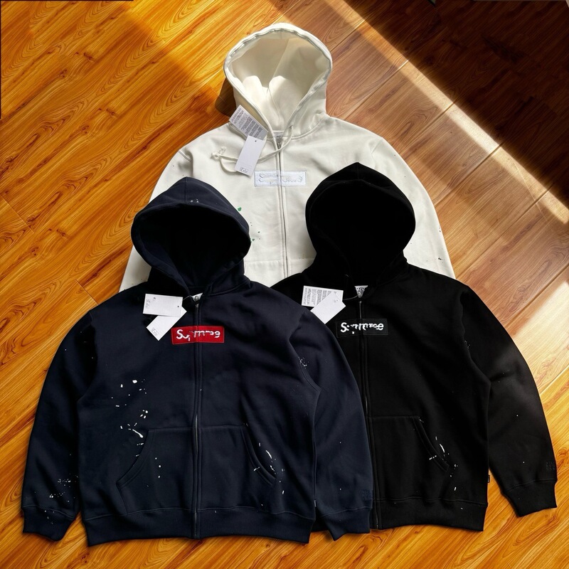 Cross-border supply Sup × MM Maji co-branded unisex spring and autumn splash-ink pattern zip-up hooded sweatshirt trendy Cross-border supply Sup × MM Maji co-branded unisex spring and autumn splash-ink pattern zip-up hooded sweatshirt trendy