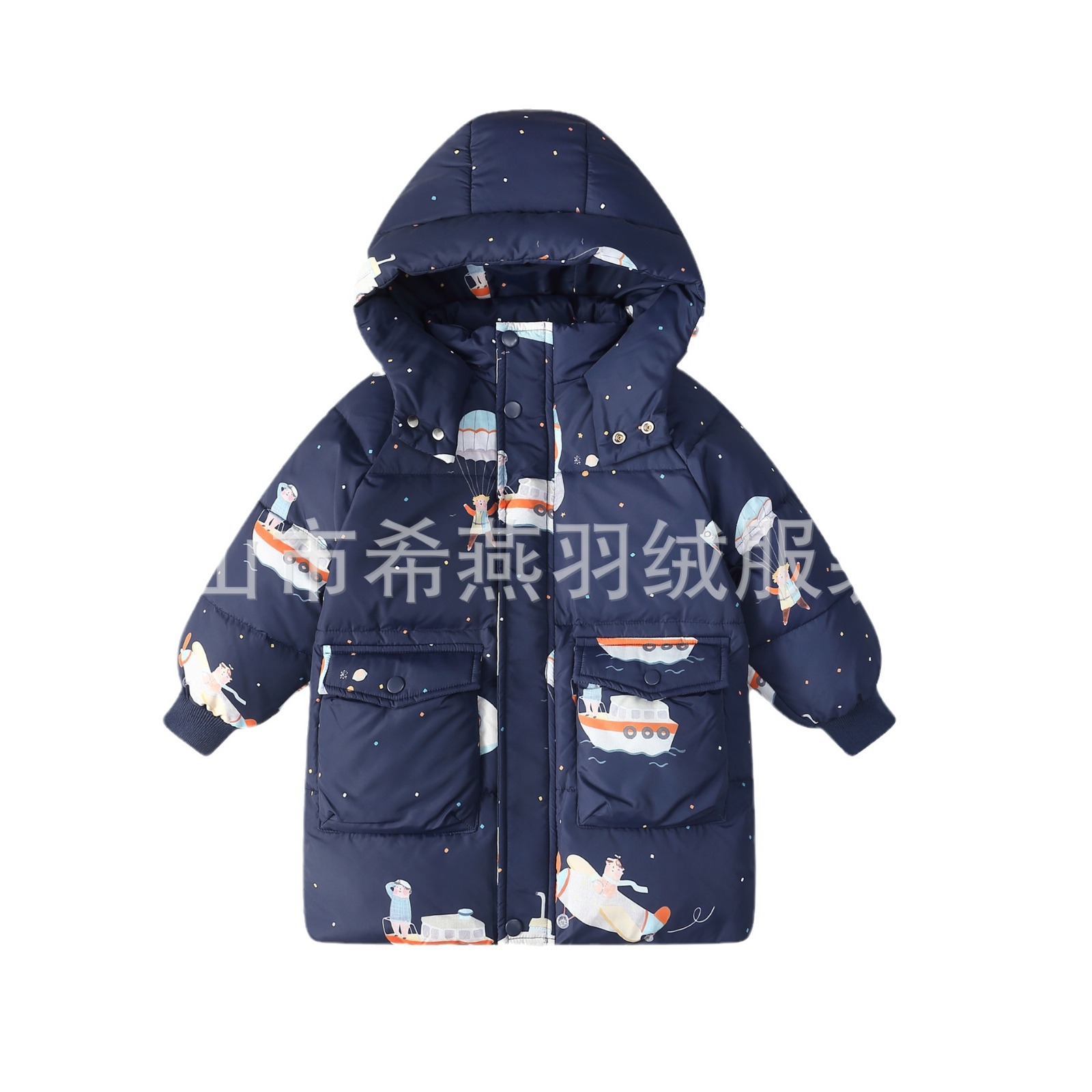 Ropa de invierno de longitud media estampada para niños, ropa de abrigo para niñas y niños