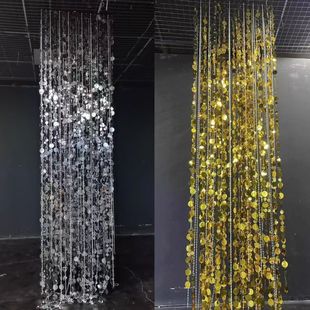 Wedding Props Sequin String Gold and Silver Background Frame Bead Curtain Hanging Curtain Pearlescent String Door Curtain Wedding Stage Ceiling Decoration