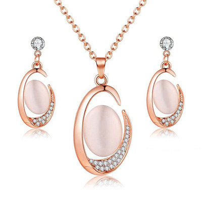 Japan and South Korea bride jewelry suit QUARTZ cat eye grace Noble senior Diamonds Necklace Earrings jewelry suit
