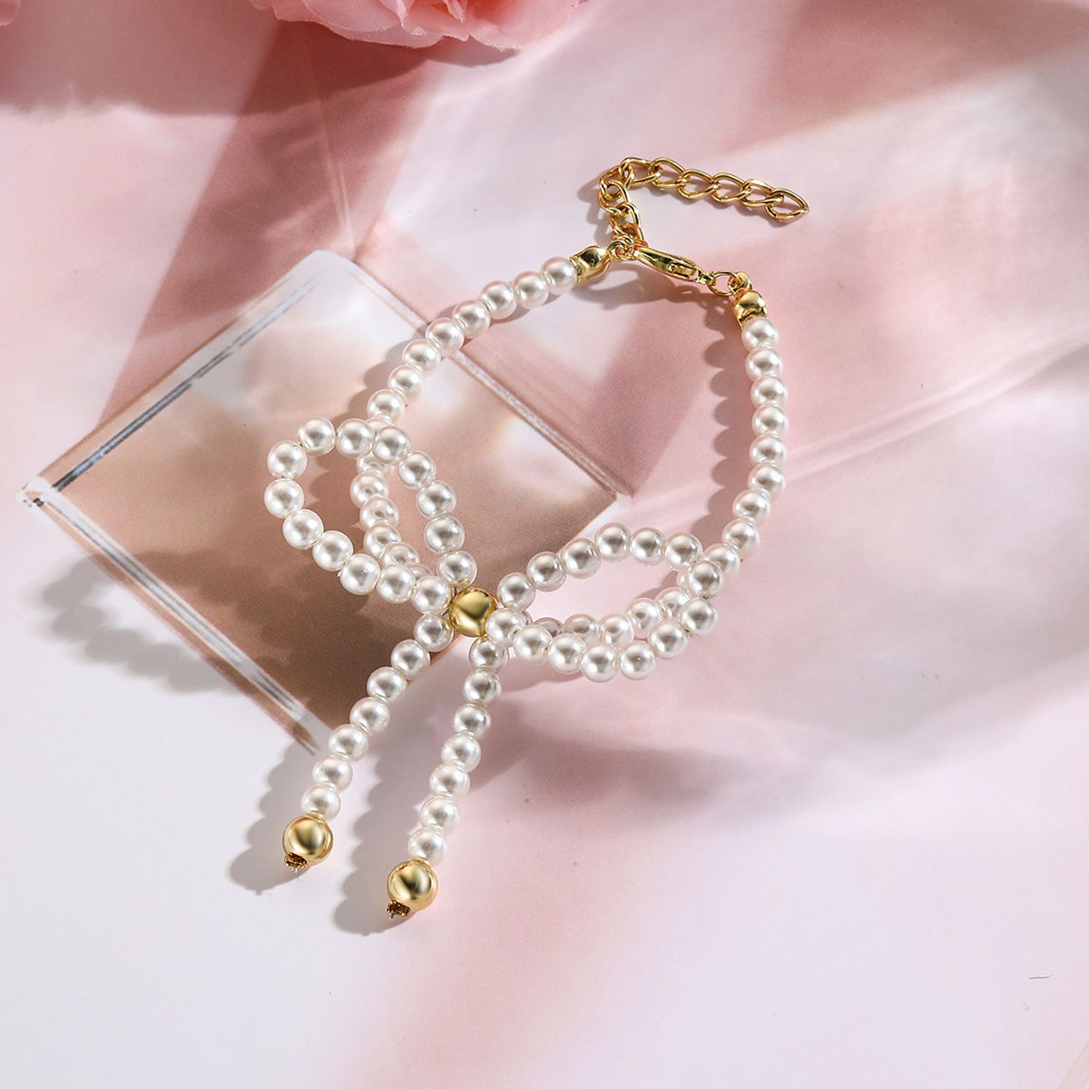 Südkorea Dongdaemun einfache exquisite vielseitige Kristall Perle Ballett Stil Perlen Bogen Halskette Schlüsselbein Kette Halskette_voghion.com