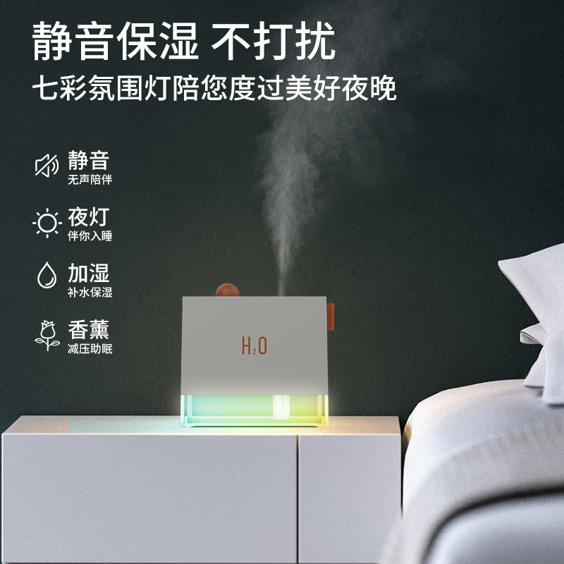 Nuevo humidificador de aromaterapia de escritorio para dormitorio y oficina, luz nocturna colorida, pequeño, hidratante, silencioso y humectante