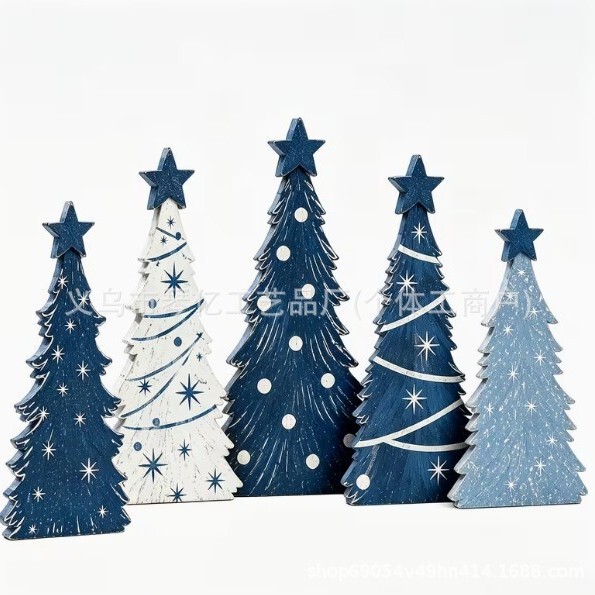 Cross-border wooden Christmas tree tabletop decoration, winter rustic style standing layered tray ornament for home fireplace Cross-border wooden Christmas tree tabletop decoration, winter rustic style standing layered tray ornament for home fireplace