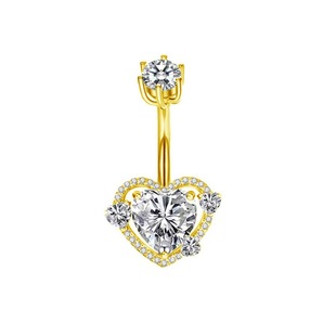 European and American cross-border e-commerce money heart-shaped belly button ring copper inlaid zircon love belly button nail Amazon puncture jewelry