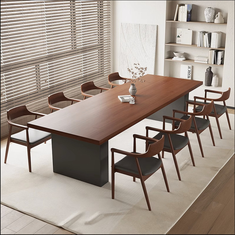 Modern Solid Wood Office Table and Chair Combination Office Staff Training Multi-Person Rectangular Conference Table Simple Original Wood Table