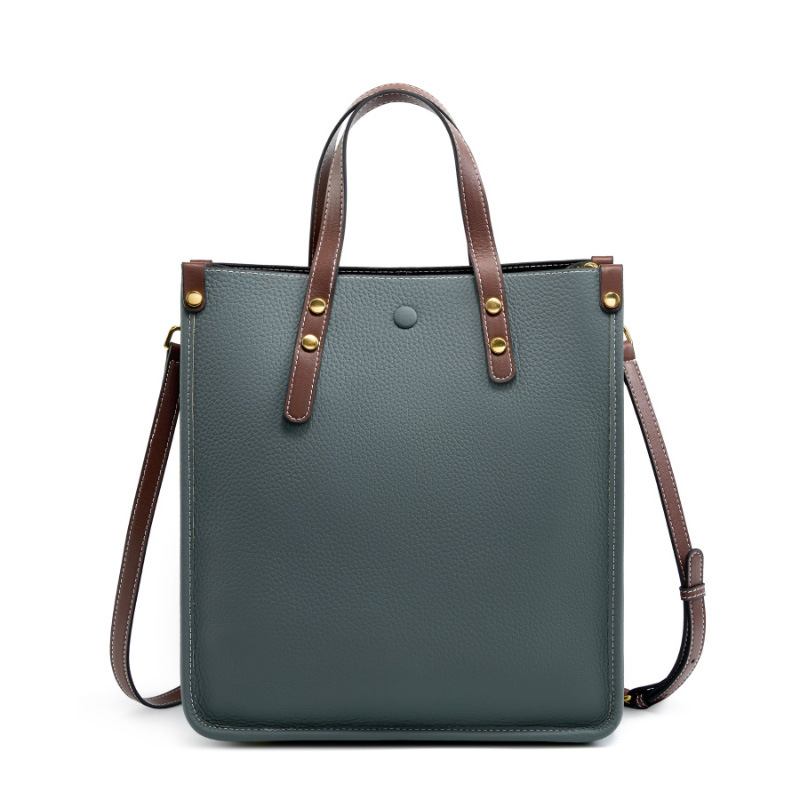 Fashion Genuine Leather Vertical Tote Bag Top Grain Cowhide Commuter Shoulder Bag Briefcase Women's Soft Leather Crossbody Bag - Thumbnail 8