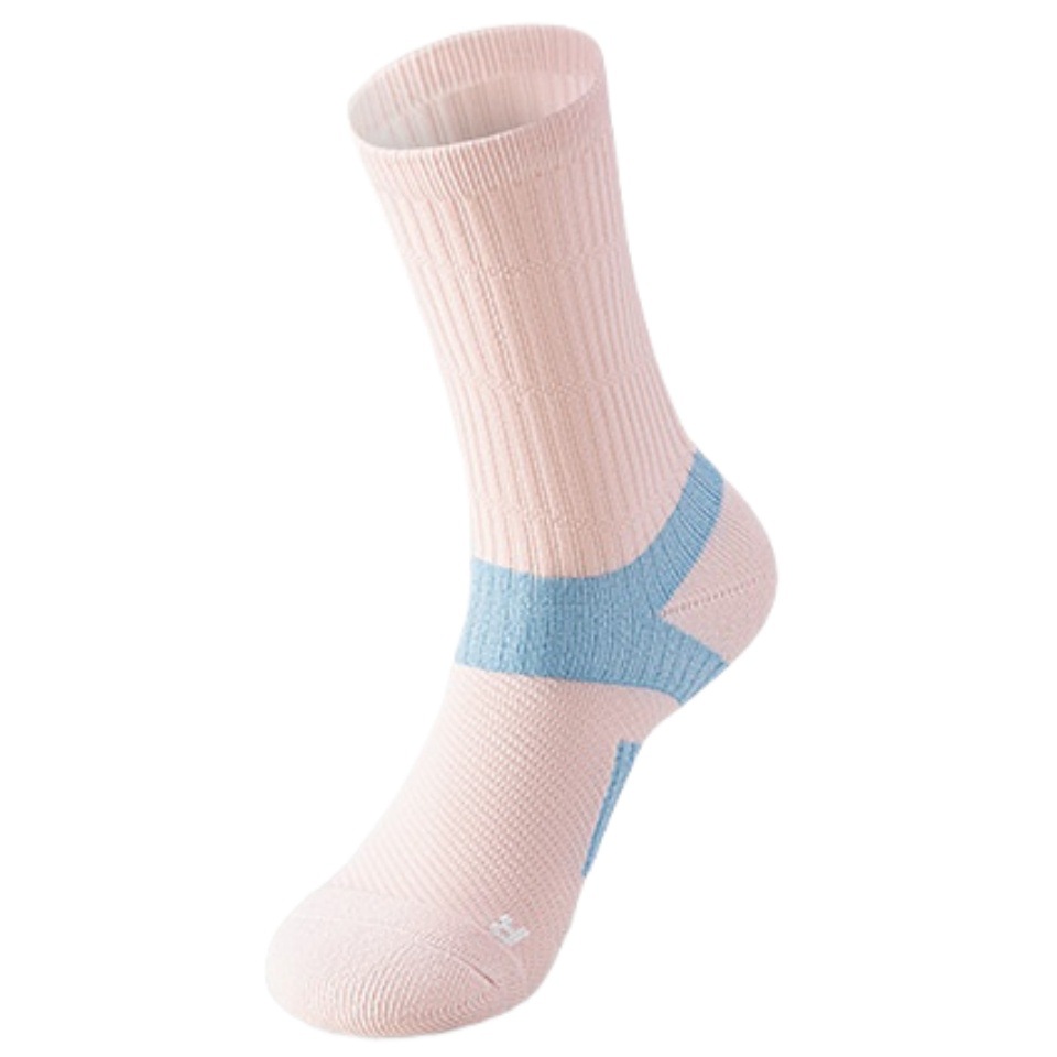 Women's Professional Sports Socks Thick Mid Calf Terry Cloth Soles Marathon Running Badminton Hiking Odor Resistant_voghion.com