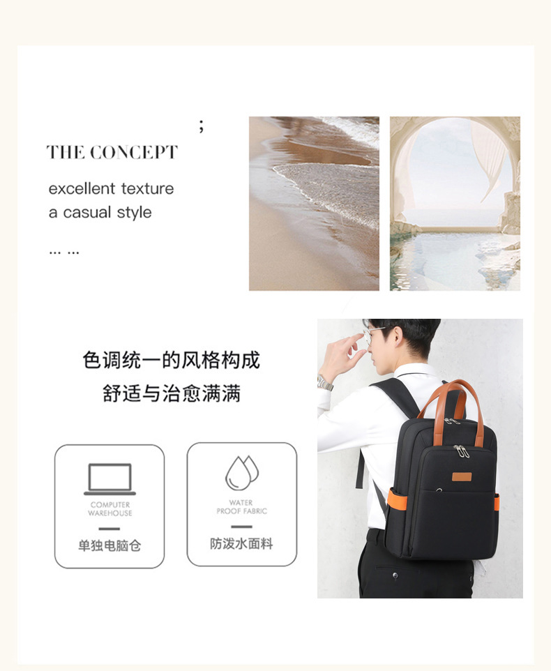 High-end women's backpack, men's Oxford fabric, large-capacity, multi-functional, durable and fashionable business backpack undefined