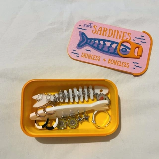 跨境新品3D打印Sardine Tin Jewelry Box沙丁鱼首饰旅行盒化妆盒