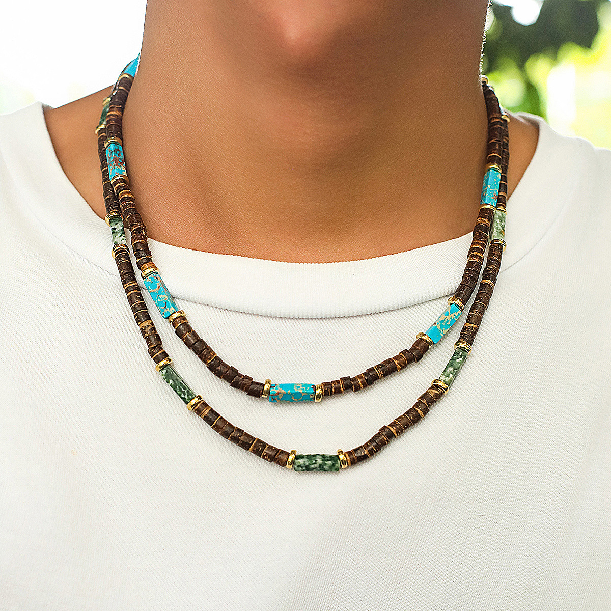 Style Simple Style Classique Rond Perles De Bois Perlé Hommes Collier Ras De Cou display picture 3