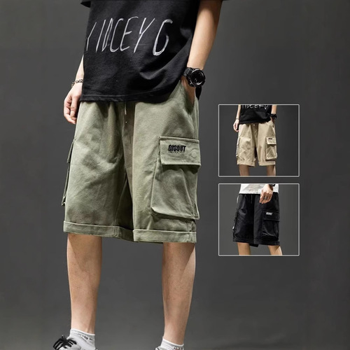 Men's Khaki Color Thin Loose Casual Work Shorts Loose and Comfortable Versatile Men's Casual Five-Pocket Pants