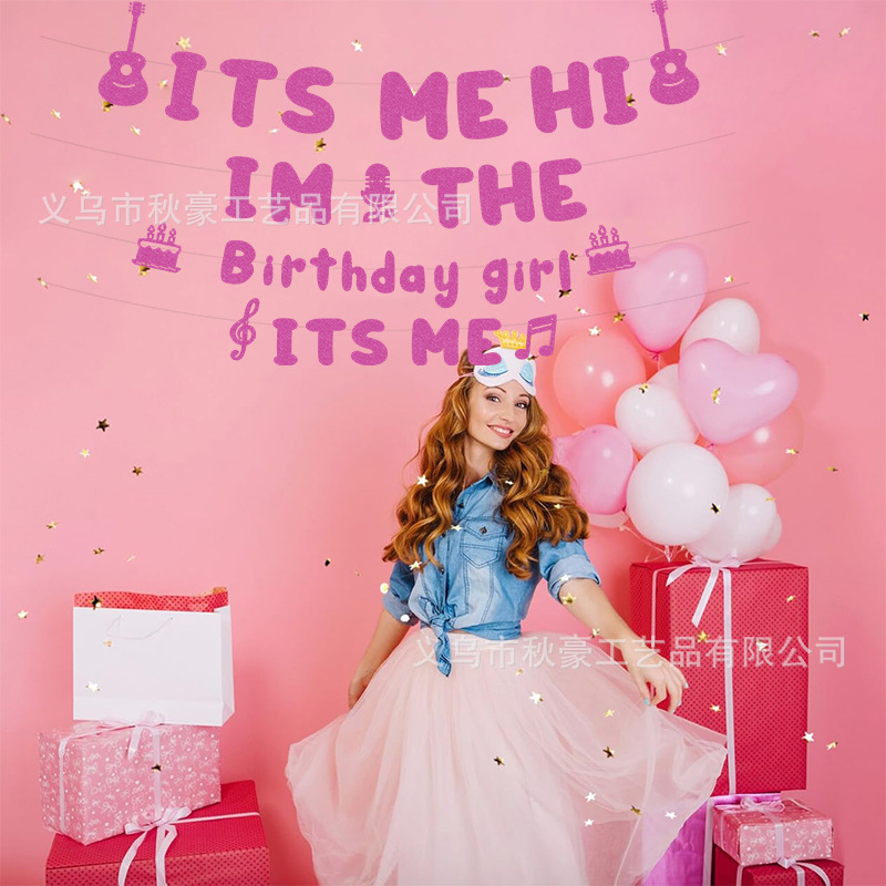 2024 nuevos suministros de decoración de la fiesta de cumpleaños bandera de la bandera de la bandera de la despedida de soltera rosa rojo intermitente decoración de la fiesta transfronteriza