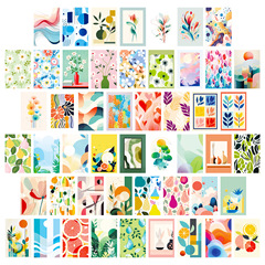 50張樹葉小清新牆面裝飾卡片跨境花卉手帳明信片室內裝飾牆面卡片