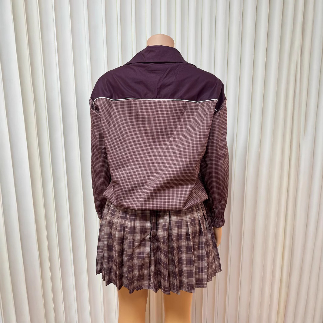 Women's Clothing Women's Style Zipper Cardigan Long Sleeve Top With Lapel Short Skirt Two Piece Suit Sexy Fashion_ecoleips.com