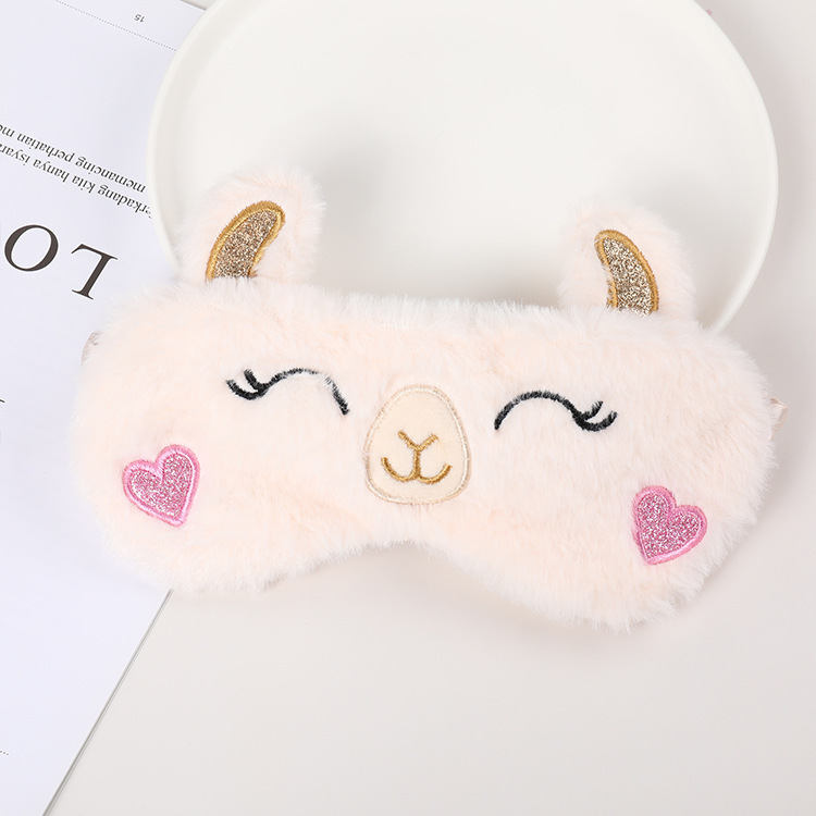 Fábrica al por mayor de felpa máscara de ojo de dibujos animados de santa claus alce sombreado máscara de ojo zorro animal bolsa de hielo transpirable