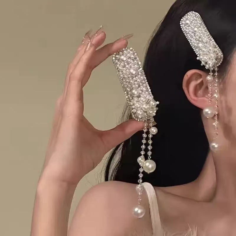 璀璨星河~黑曜石闪钻名族风铃铛流苏发夹女感甜美前额侧边夹包邮|undefined