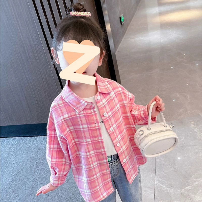 Клетчатая рубашка для девочек, весна и осень 2023, новые осенние детские топы с длинными рукавами для маленьких и средних детей, весенние рубашки