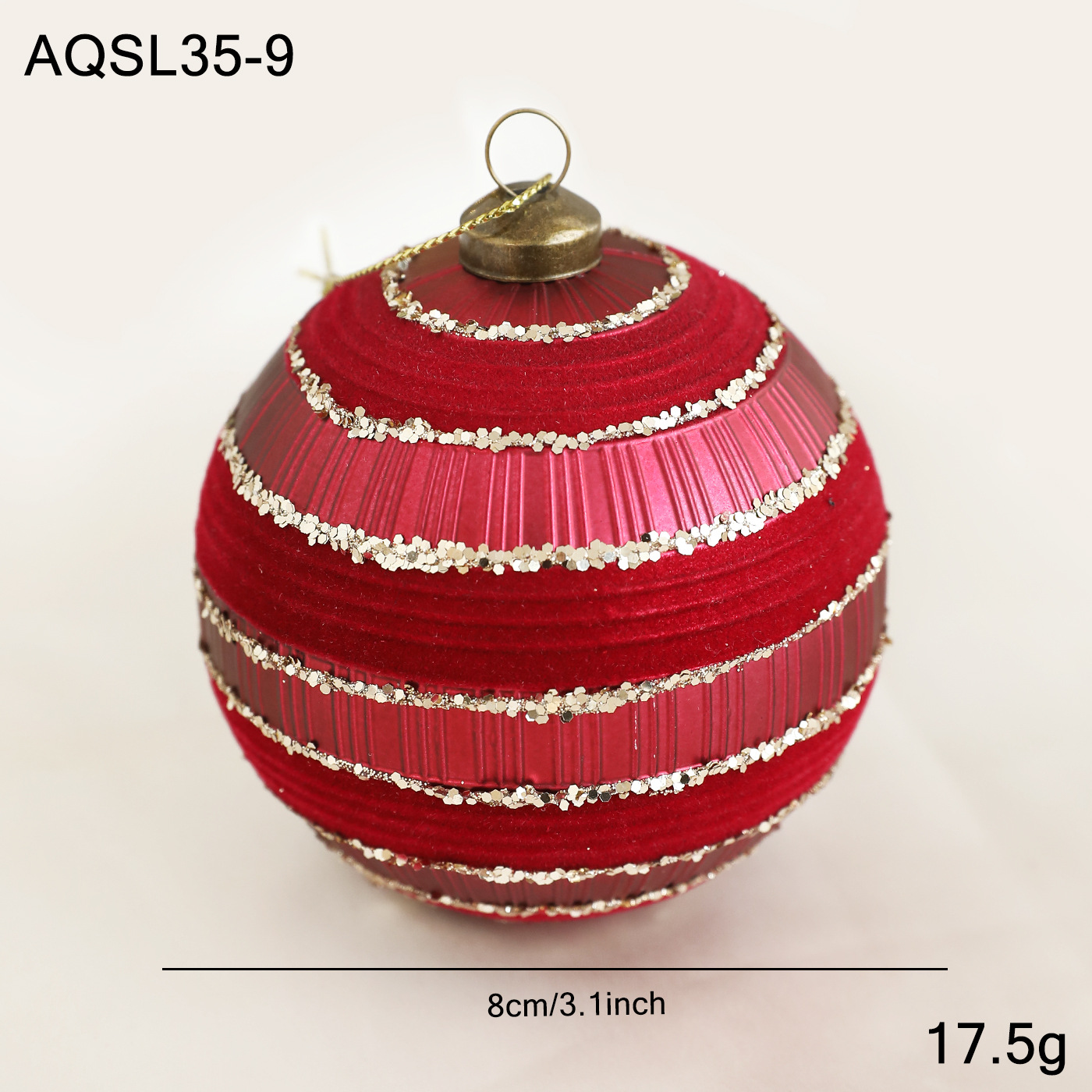 8CM rojo mate de alta calidad bola adhesiva polvo de oro galvanizado bola de decoración de árbol de Navidad colgante decoración colgante bola colgante image 8