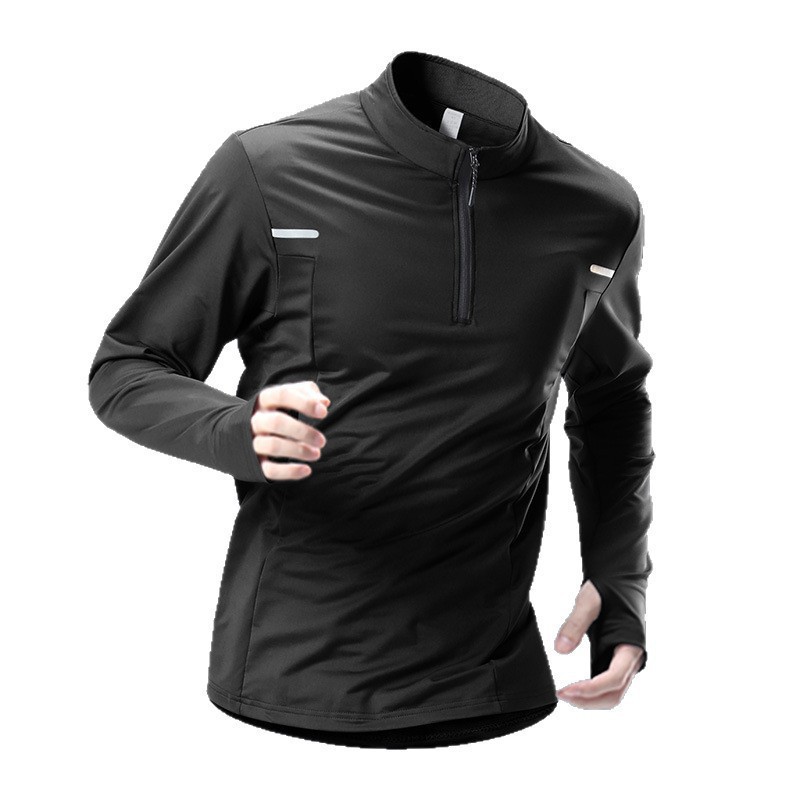 Transfronterizo otoño y invierno nuevo hombre deportes ocio correr entrenamiento de gimnasio cremallera impresión suelta camiseta de manga larga
