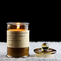 Прозрачный 150ml Прямой цилиндр с крышкой для свечей Чашка для свечей коричнево-стеклянный подсвечник 350ml чайный контейнер Ароматизированная банка для свечей