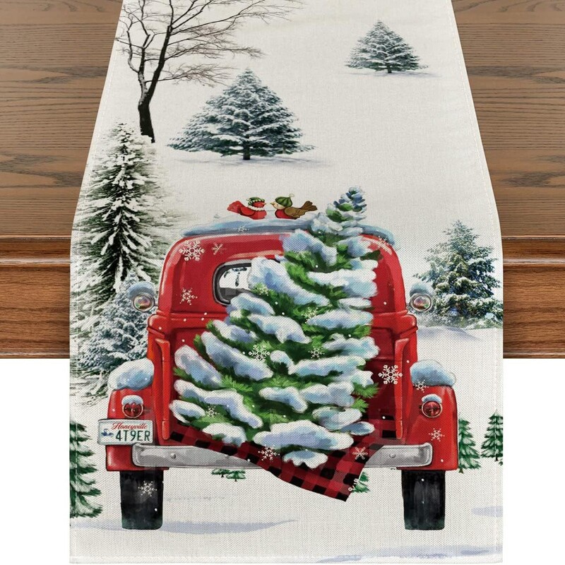新型のクロスボーダーのクリスマスの装飾、クリスマスツリーの雪の花のテーブルの旗の亜麻の丈夫な食事のテーブルクロスの特別な供給|undefined