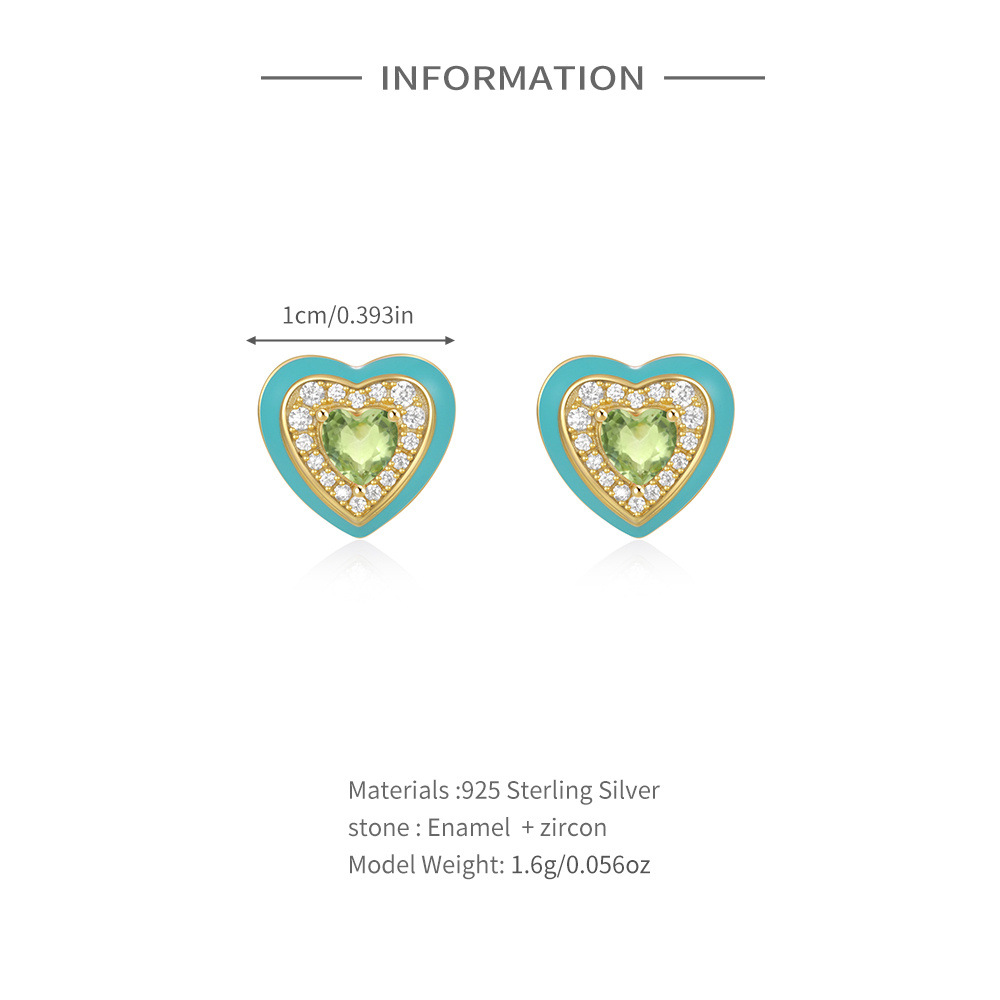 4g Weight 925 Sterling Silver Ear Needle Material Zircon Inlay Material Ear Studs Classification 1 Pair Quantity Holiday, Daily Occasion 925 Sterling Silver Material Heart Shape Pattern Women's Gender Plating Design Elegant, Simple Style Style 1 Pair 925 Sterling Silver Zircon Heart Shape Ear Studs 3